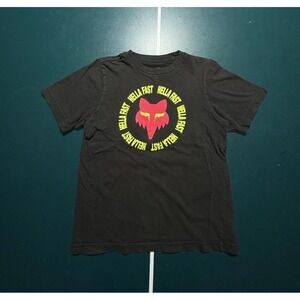 Fox Racing Hella Fast T-Shirt Women's Small Black Pink Graphic Logo Print